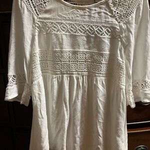 Boho White Lace Detail Top